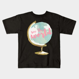 See the World Watercolor Globe Kids T-Shirt